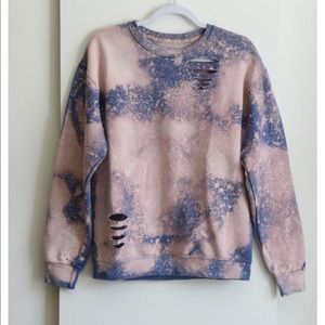bleach dyed burnout tie dye sweatshirt